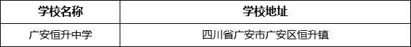 廣安市廣安恒升中學學校地址在哪里？