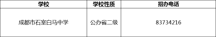 2024年成都市石室白馬中學(xué)招辦電話是多少？
