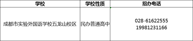 2024年成都市實驗外國語學校五龍山校區(qū)招辦電話是多少？
