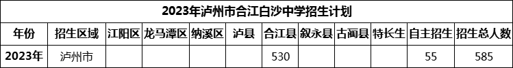 2024年瀘州市合江白沙中學(xué)招生計(jì)劃是多少？