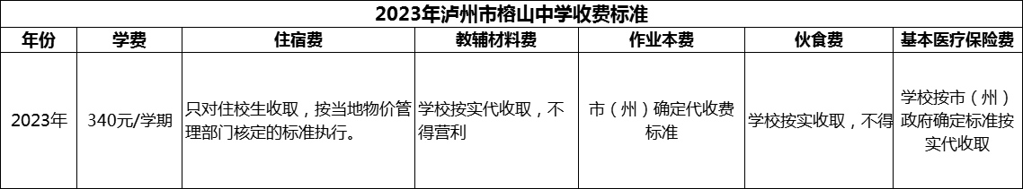 2024年瀘州市榕山中學學費多少錢？