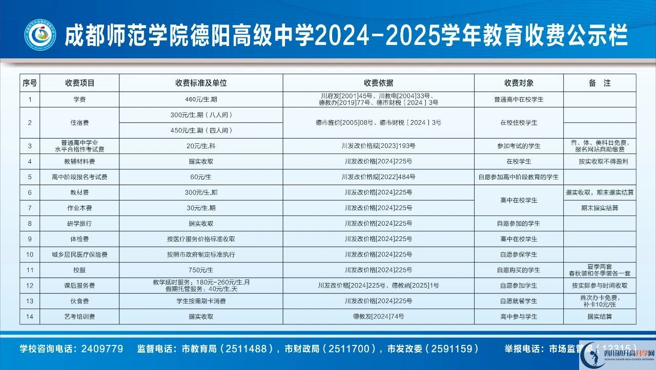 2026年德陽(yáng)市成都師范學(xué)院德陽(yáng)高級(jí)中學(xué)學(xué)費(fèi)多少錢？