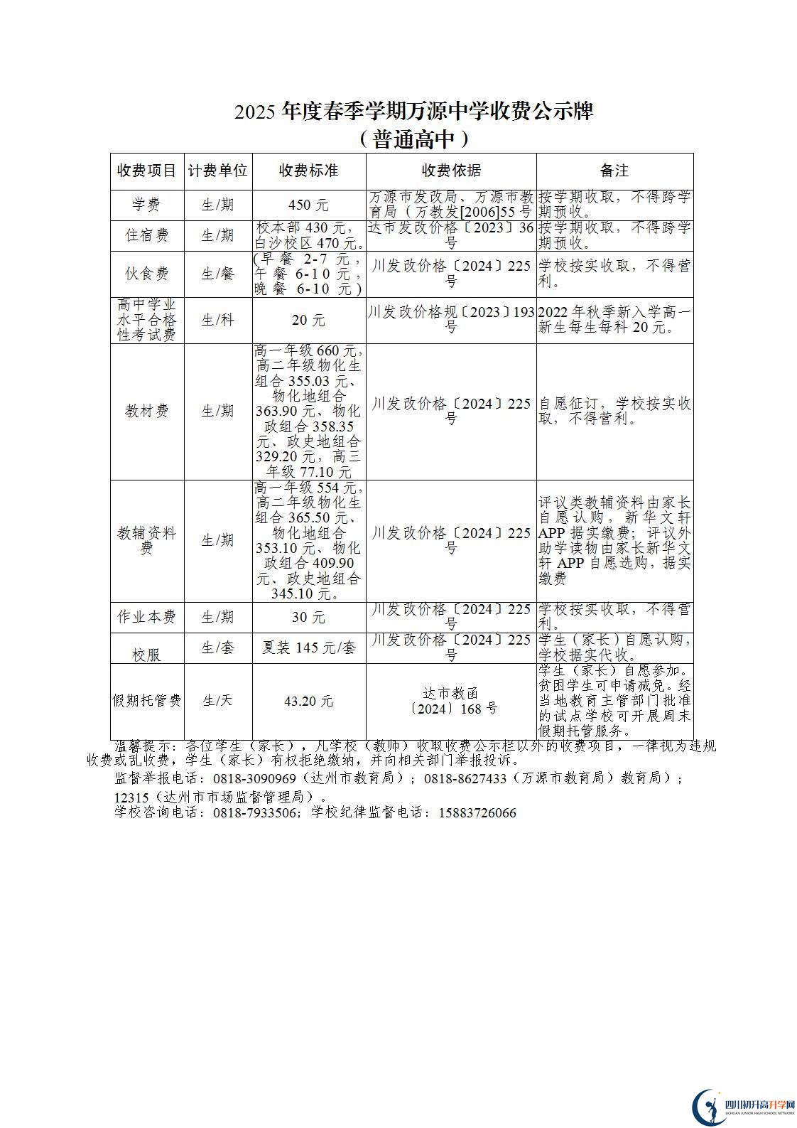2026年達(dá)州市萬源中學(xué)學(xué)費(fèi)多少錢？