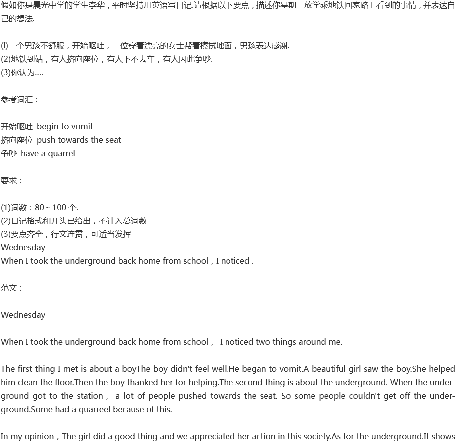 2020年中考英語滿分作文預(yù)測(cè)范文：日記