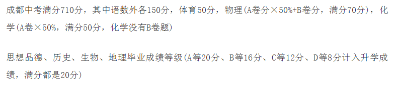 2020年成都中考總分多少？中考滿分是多少？