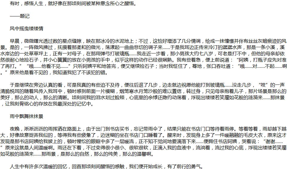 2020年中考滿分作文說(shuō)明文參考范文：那時(shí)，我淚流滿面